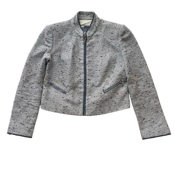 Magaschoni Tweed Blazer Jacket Navy Blue White Size 0 XS Italy Vintage formal - Picture 1 of 8
